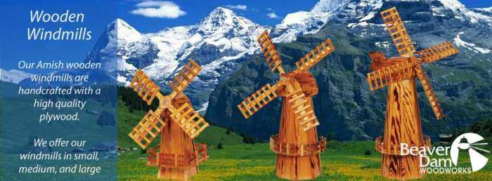Amish Handcrafted Wooden Windmills